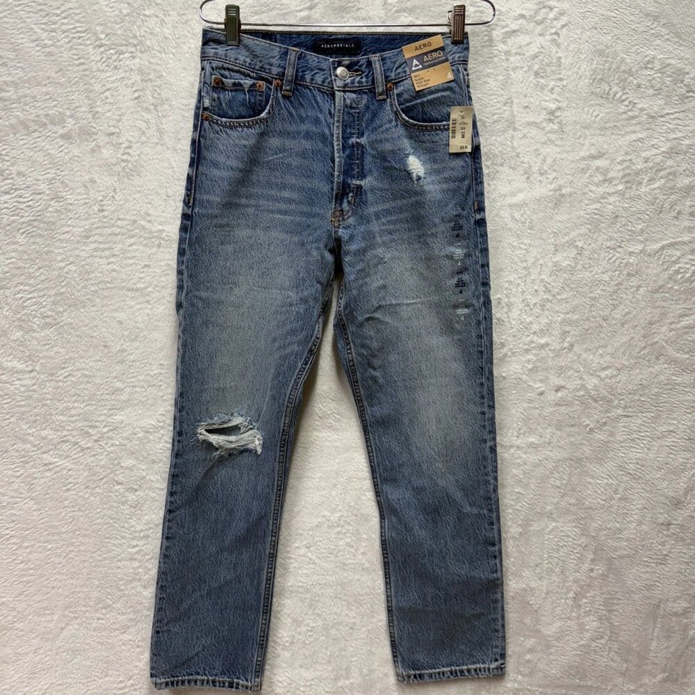 Aeropostale Premium Air Denim Jeans Womens 4 Blue 90's Super High Rise Straight